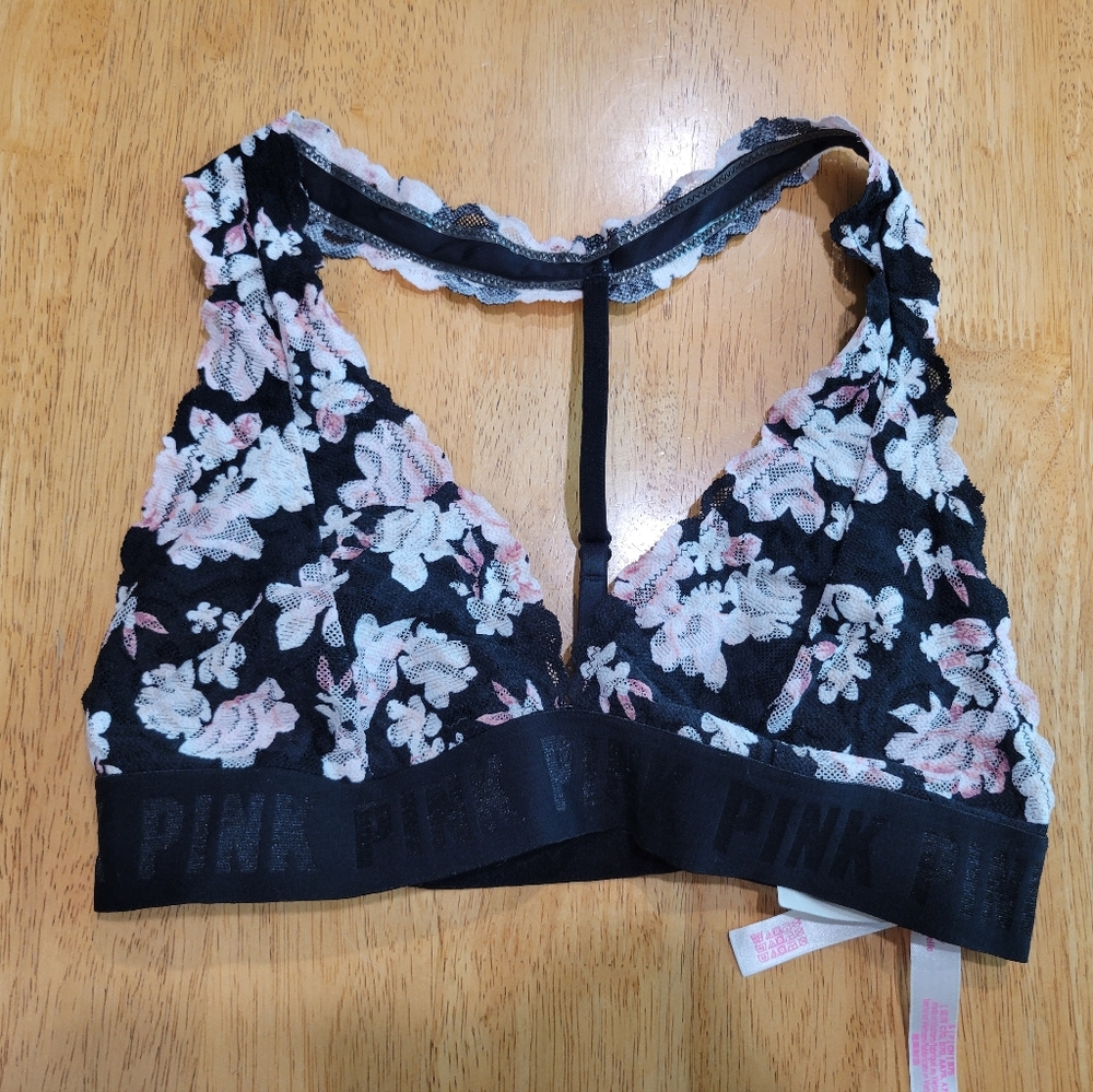 NWOT PINK Victoria's Secret T Strap floral bralette